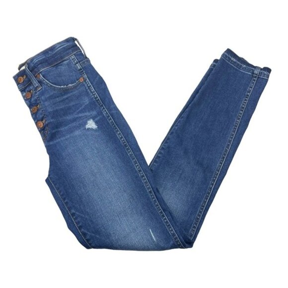 MADEWELL 10" High Rise Skinny Jean Sz 24 Distressing Raw Hem - Picture 2 of 8